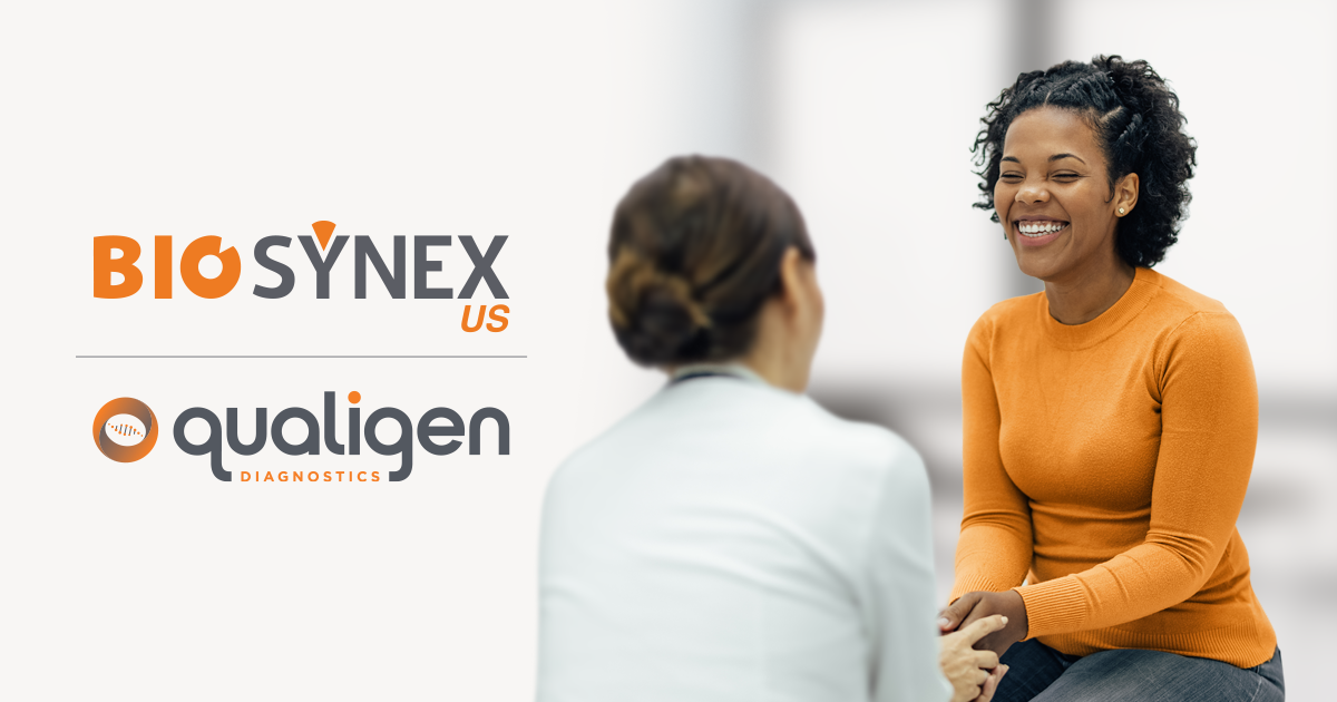 Smiling female patient with healthcare worker